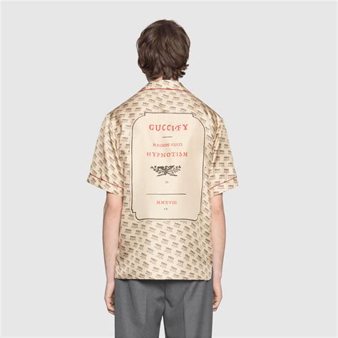 gucci stamp bowling shirt|white Gucci shirts for men.